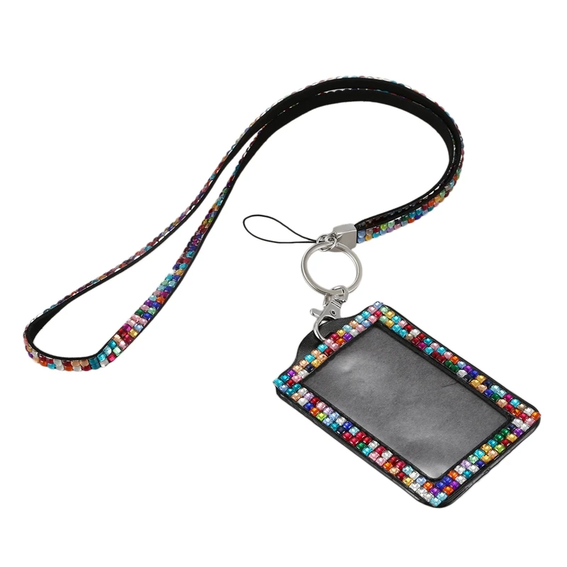 

Rhinestone Bling Crystal Custom Lanyard Vertical ID Badge Holder