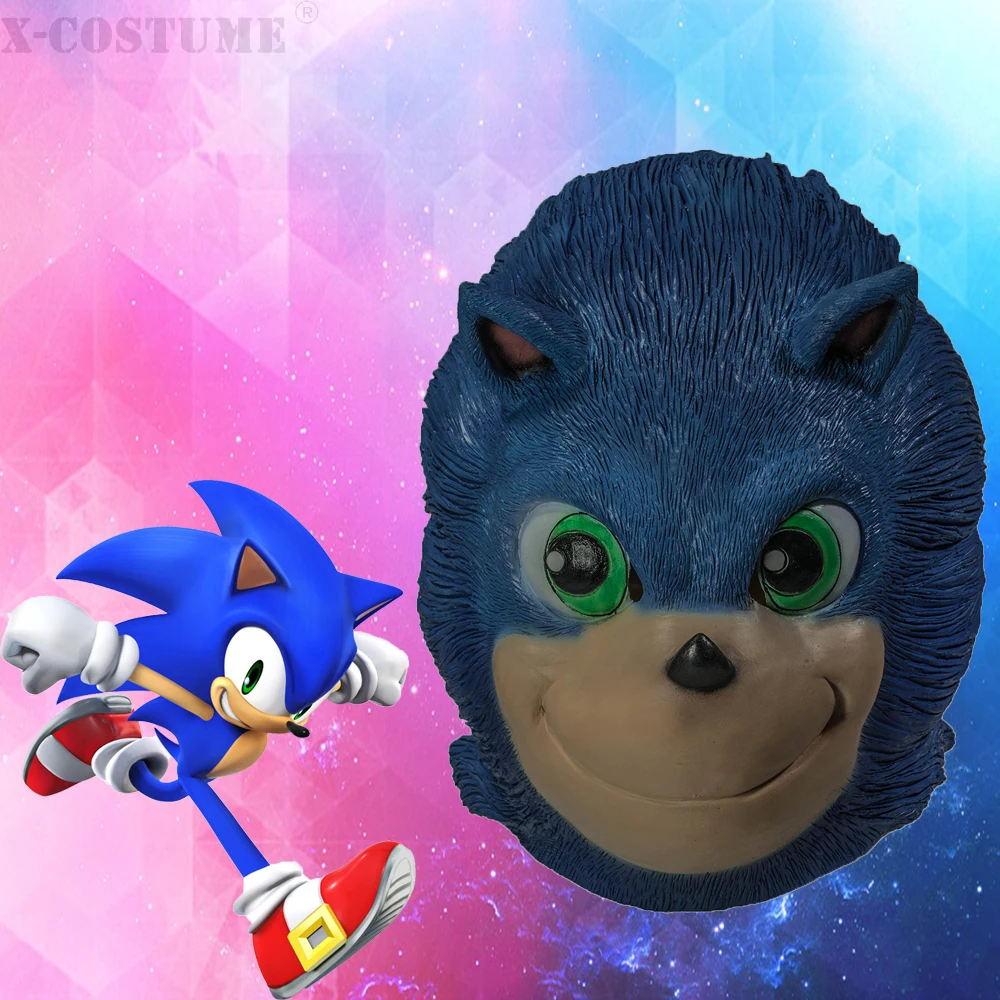 X-COSTUME Sonic The Hedgehog Film Mask Cospaly High Quality Latex Halloween Party Props Cosplay Headwear |