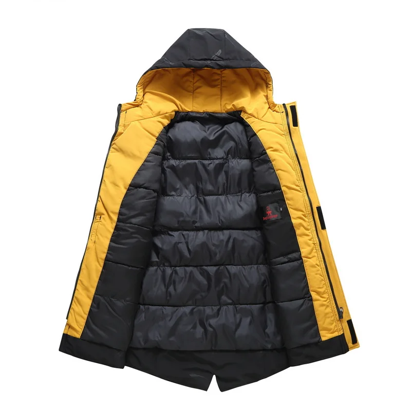 2022 Winter Men Coat Quilted Coat Cotton Padded Coat Polyester Men Autumn Fashion Long Jackets Hooded Black Plus Size 4XL-10XL
