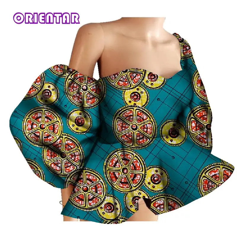 New Cotton Women Shirts African Wax Draped Print Shirts for Women Bazin Riche Patchwork African Style Clothing WY3397 - Цвет: 12