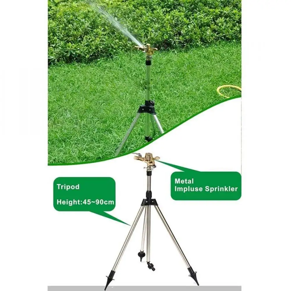 

Garden Watering System Stainless Steel Tripod Impact Sprinkler Garden Kit For Farmland Plant Flower Irrigation System 360 Degree