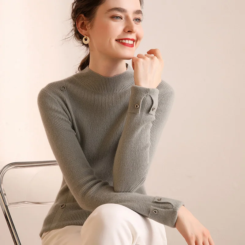 Женский пуловер с длинным рукавом водолазка Осень-зима теплый утепленный