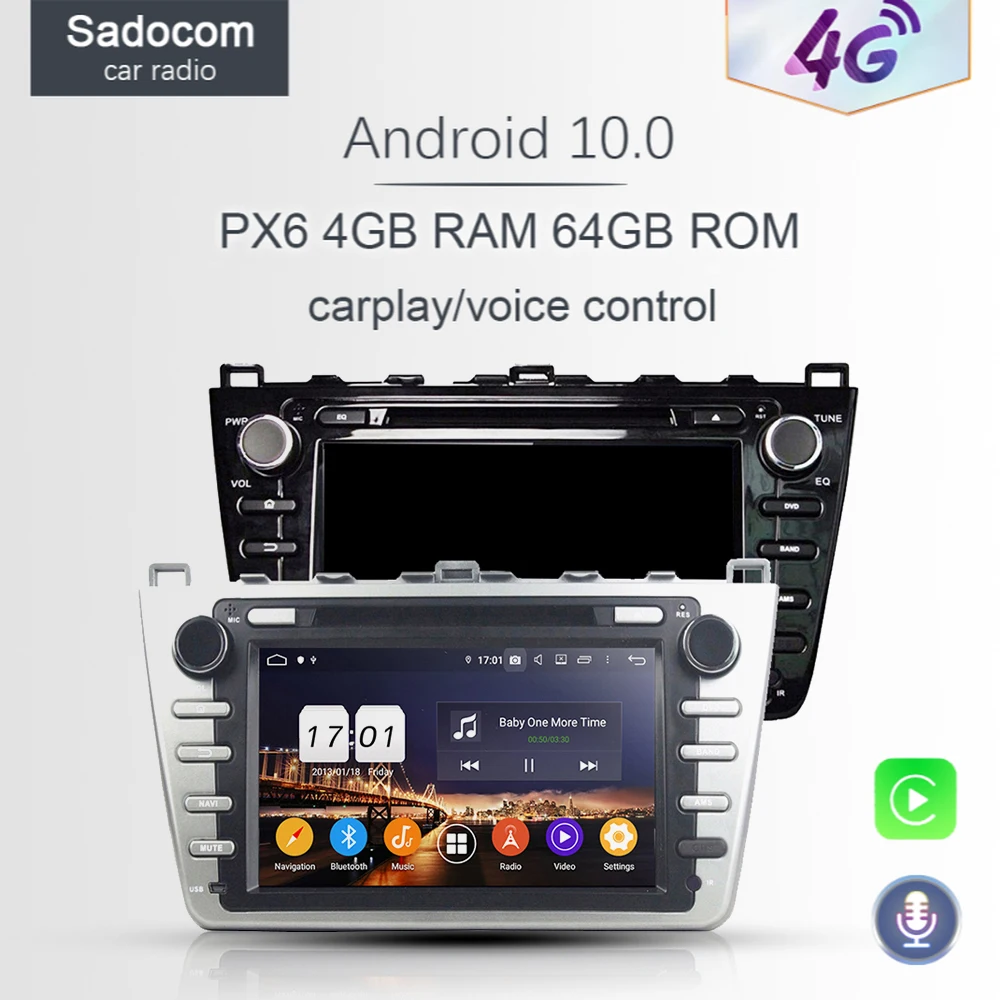 720P DSP PX6 2 din Android 10 0 для MAZDA 6 Ultra Ruiyi 2008 2012 4 Гб ОЗУ 8 ядер автомобильный DVD плеер Glonass RDS