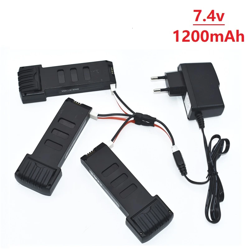 

3Pcs/Sets 7.4V 1200mah lithium battery With 1 to 3 Charging Sets for E511 E511S RC Quadcopter Spare Parts 7.4V Lipo battery