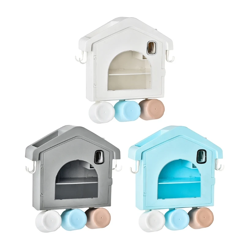 

Пыленепроницаемый держатель для зубных щеток, креативный домик, водонепроницаемая стойка для хранения косметики, Автоматический Диспенсе...