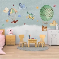 milofi custom mural wallpaper wall covering simple hand painted cartoon airplane balloon childrens room background wall