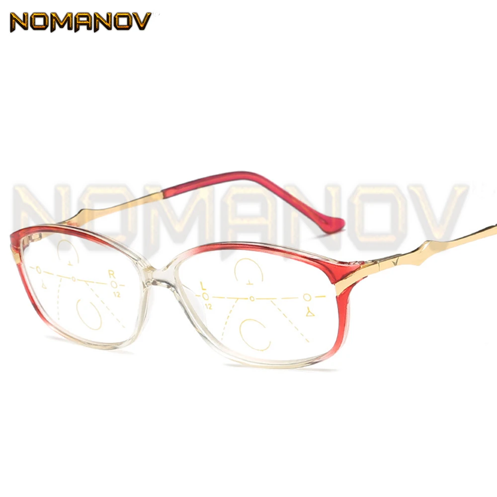 Женские градиентные очки для чтения Tr90 с большой оправой винно красного цвета