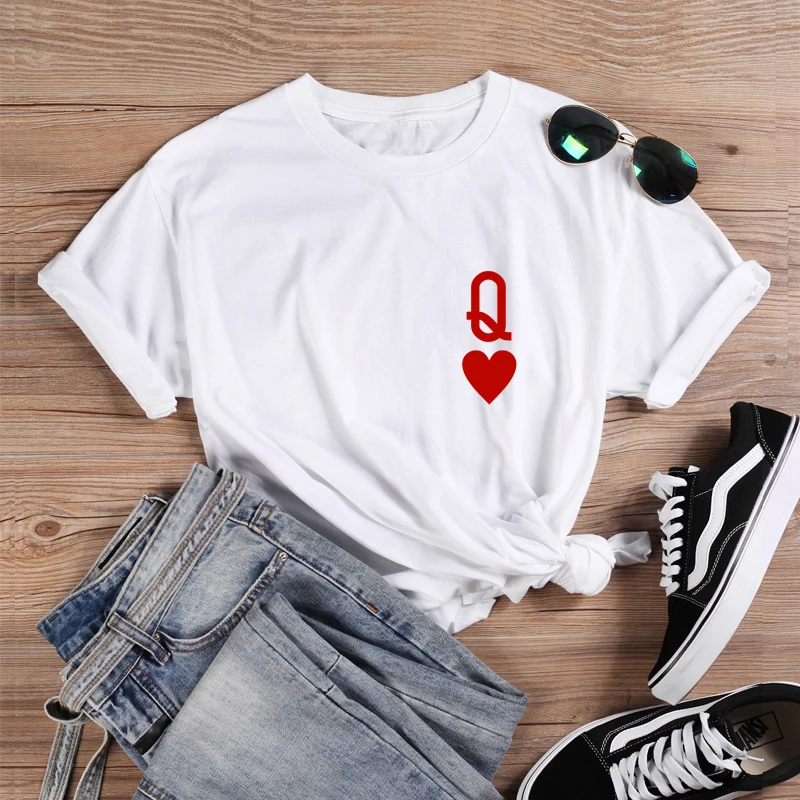 Женская футболка с принтом в виде сердца карманом|Футболки| |