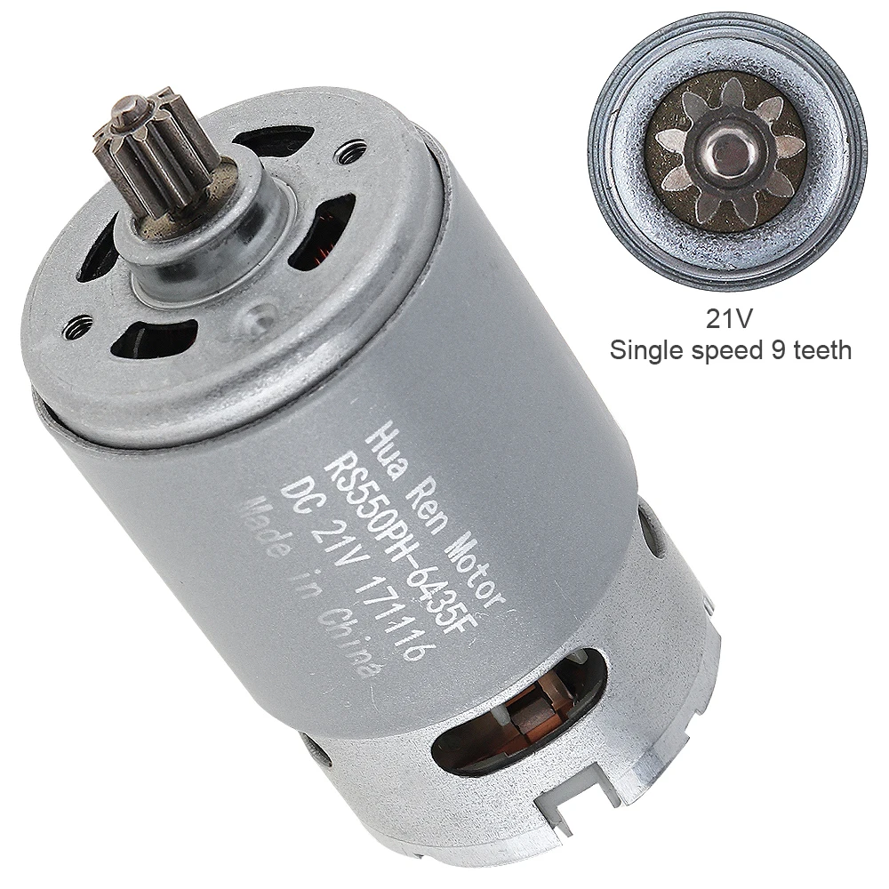 Motor Rs550 Portátil dc de 21v 19500 Rpm com Velocidade Única Dentes e Caixa de Engrenagens de Alto Torque para Furadeira Elétrica Chave de Fenda
