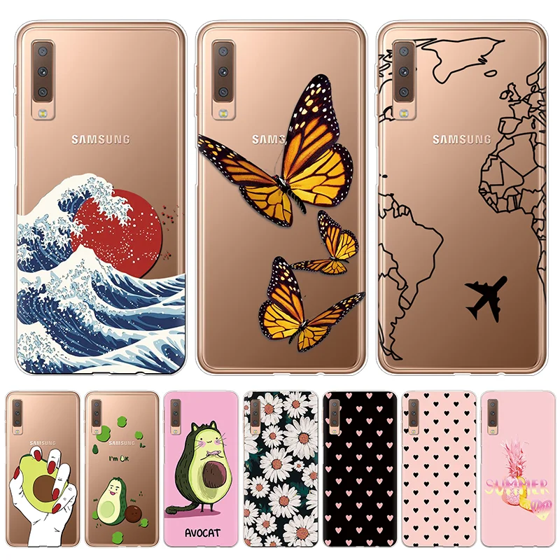 Чехол для Samsung Galaxy A7 2018 мягкий чехол телефона из ТПУ с летними цветами и