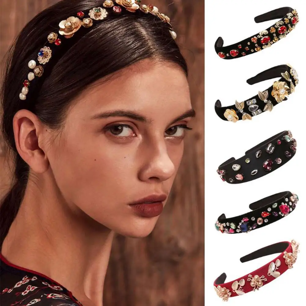 Обруч для волос с искусственным жемчугом и кристаллами| |