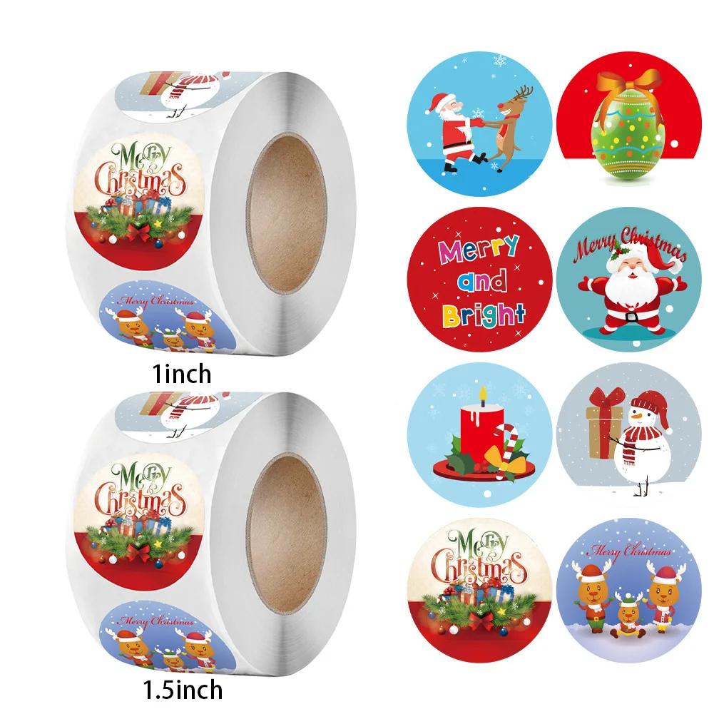 

500 шт., наклейки на рождественский подарок, 1-1,5 дюйма