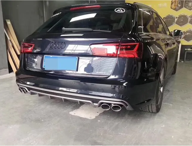 A6 Avant ABS Автомобильный задний бампер для губ спойлер, диффузор для задней губы с выхлопными наконечниками для Audi A6 S6(A6 Avant) C7.5