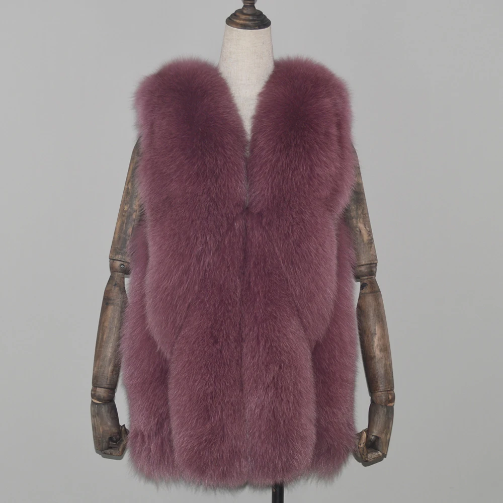 Лидер продаж женский жилет из натурального Лисьего меха зимний лисьего 100% пальто