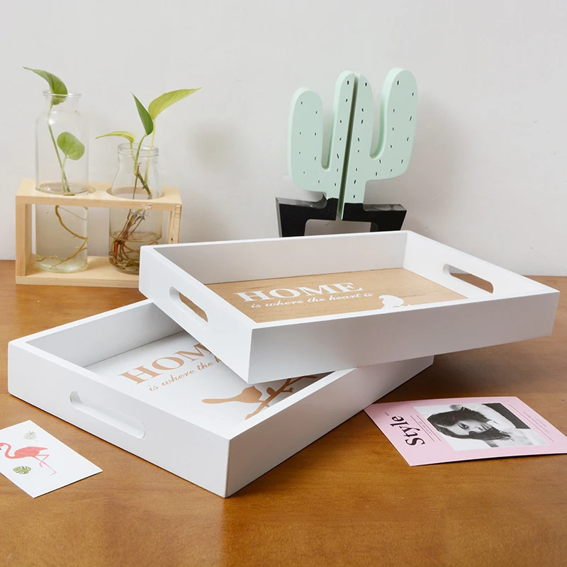 Поднос из белого дерева поднос для сервировки еды хранение косметики фруктовая