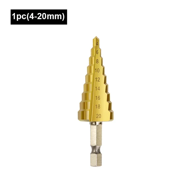 4-20MM 4-32 мм HSS 4241 с шестигранным хвостовиком Коническое титановое ступенчатое конусное сверло металлический Дырокол Мини дрель аксессуары для электроинструментов - Цвет: 4-20MM