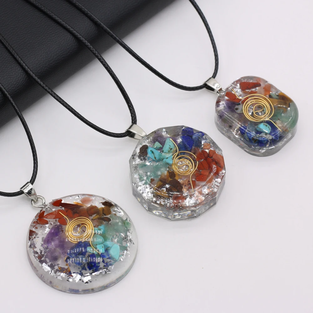 

Wholesale6PCS Natural Stone Seven Chakra Irregular Shape Pendant Necklace Crafts For Woman Jewelry MakingDIY Necklace Charm Gift