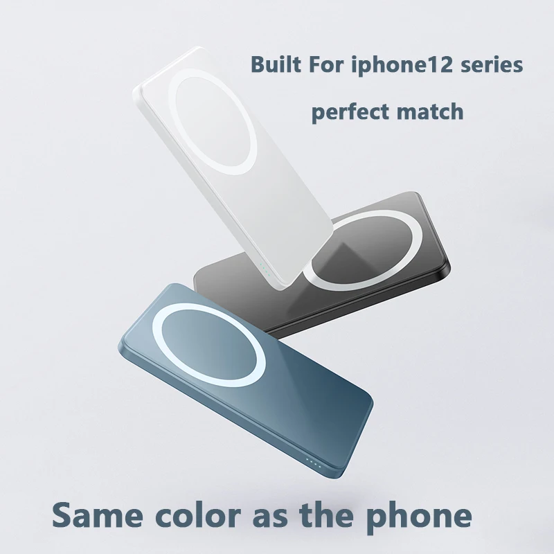 

For apple magsafe charger portable Wireless powerbank thin slim External auxiliary battery For iphone12 Magnetic mini Power Bank