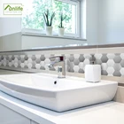 FunlifeМатовые серебряные шестигранные настенные строительные блоки, наклейка на плитку, декоративная Водонепроницаемая самоклеящаяся наклейка для кухни и ванной