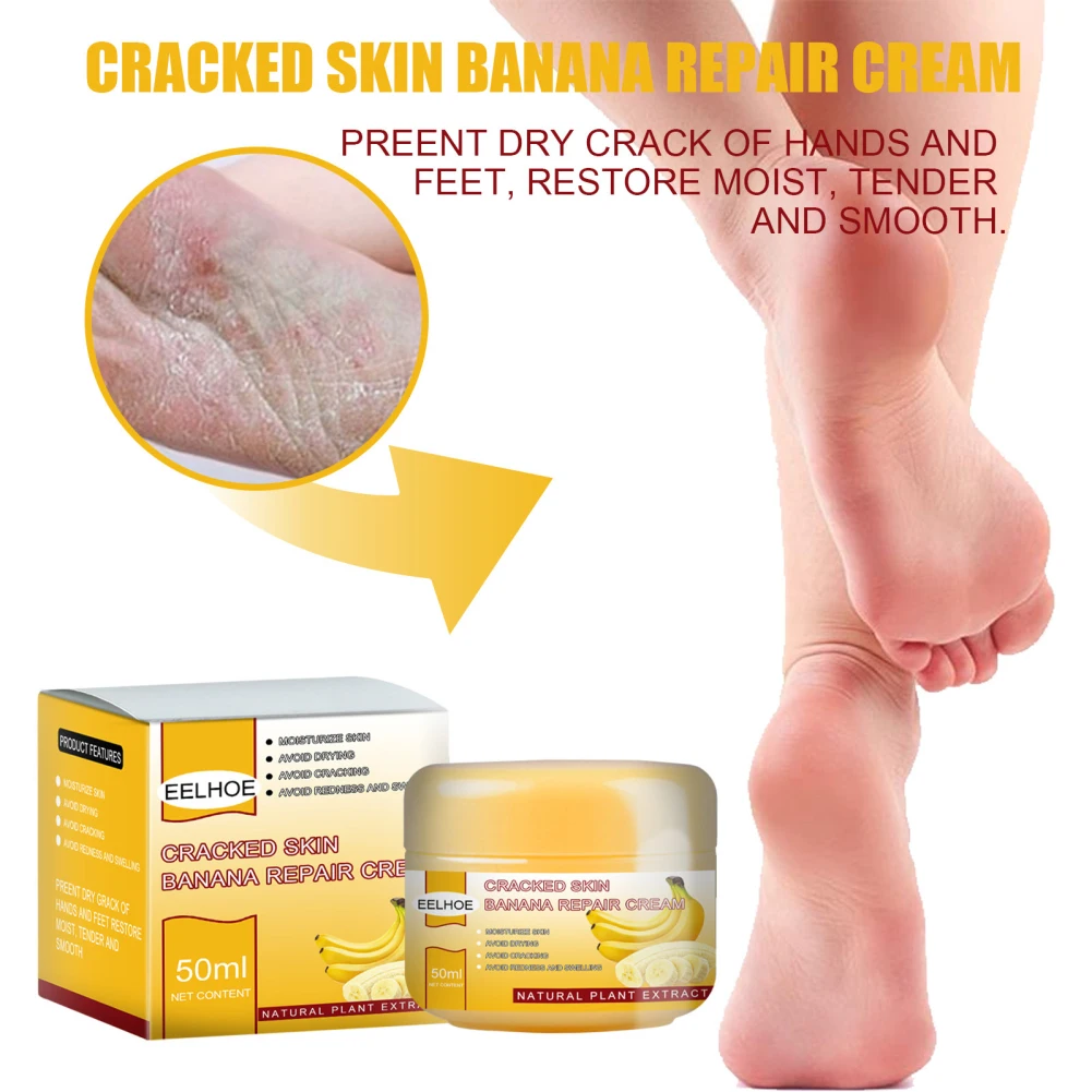 

1 Box 50g Natural Banana Oil Anti-Drying Crack Foot Cream Heel Cracked Repair Cream Removal Dead Skin Hand Feet Care New TSLM1