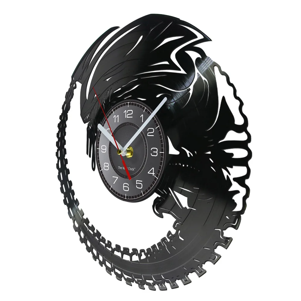 Intelligent Beings Alien Horror Xenomorph Baby Vinyl Record Wall Clock Extra-terrestrial Facehugger Modern Silent Watch | Дом и сад