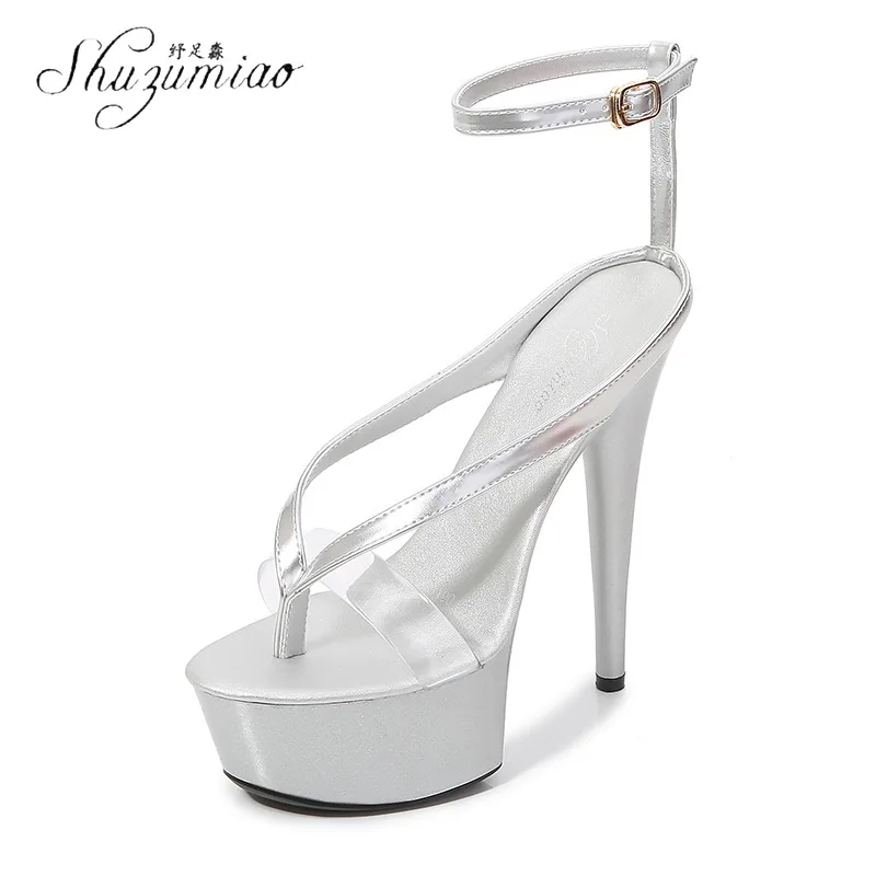

SHUZUMIAO на высоких каблуках шоу на сцене босоножки на высоком каблуке под платье с Туфли с ремешком и пряжкой женские ботинки размера плюс пик...