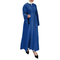 fashion dubai arab kimono kaftan cardigan robe beaded belt plus size muslim women long skirt abaya clothing mosque ramadan robe