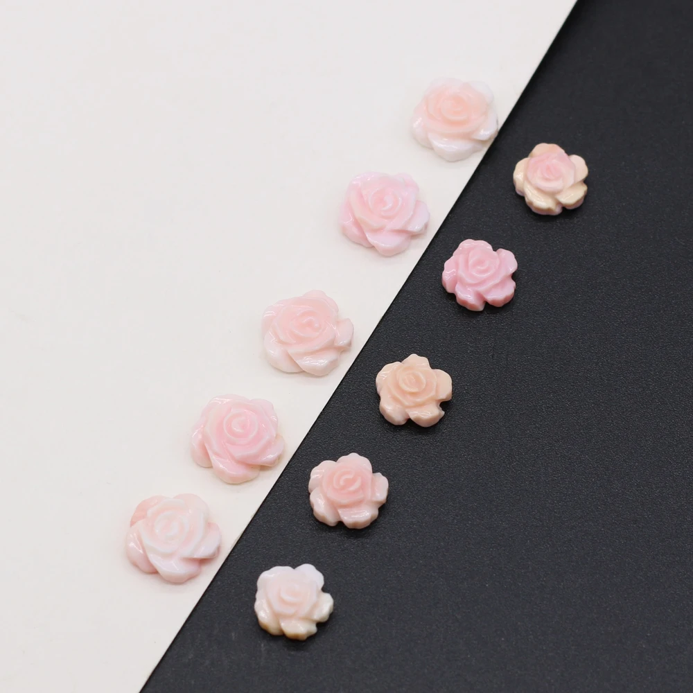 

2PC Natural Freshwater Shell Beads Fine Pink Flower Shell Loose Beads for Women Making Jewerly Accessories Size 10x10mm
