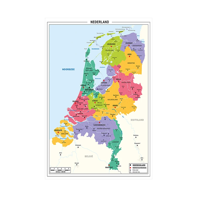 

In Dutch Decorative Wall Poster Netherlands Map 60*90cm Canvas Painting Famliy Education School Supplies Party Birthday Gift