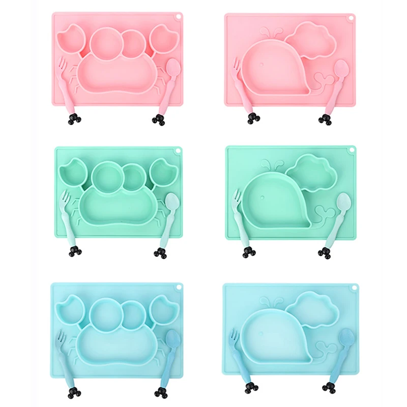 3 шт./компл. Детские Силиконовые столовые приборы мультяшный китовый краб детская