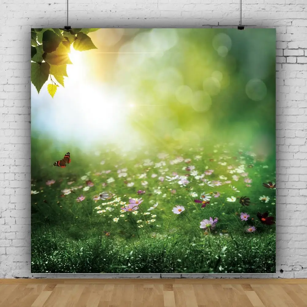 

Green Spring Backdrops Grass Tree Baby Portrait Natural Outdoor Scenic Photographic Backgrounds Photocall Photo Studio