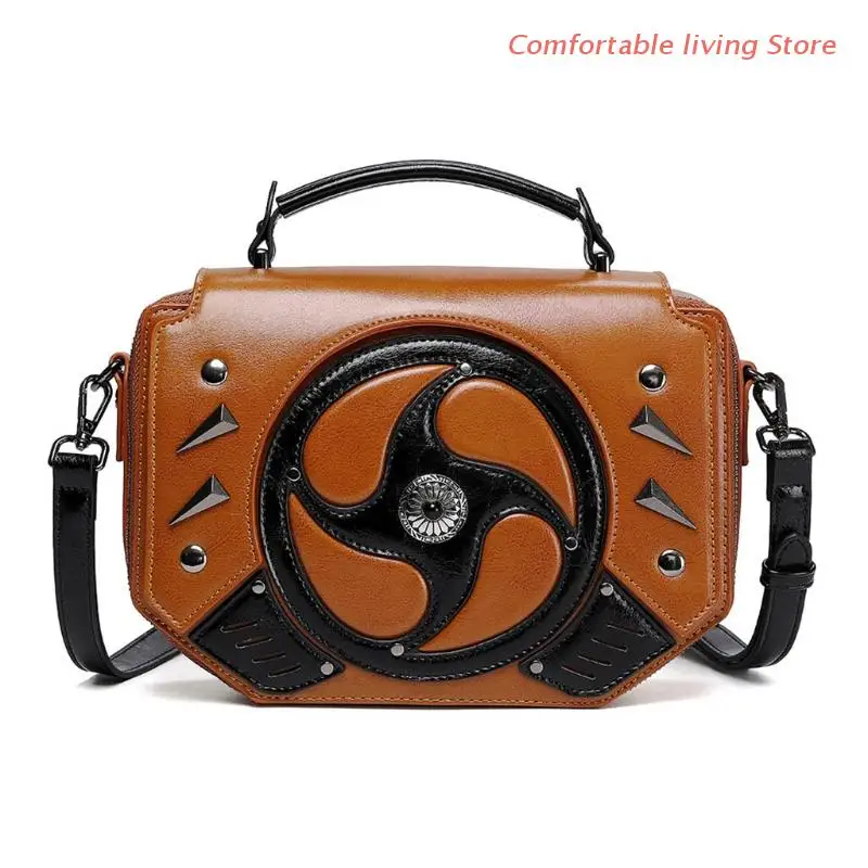 

Punk PU Leather Shoulder Bags For Women Crossbody Bag Retro Top-handle Handbag Fashion Messenger Bag 2021 Trend