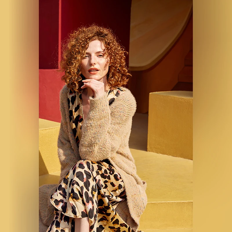 SHEIN Атласное Платье С Леопардовым Принтом С Глубоким V-Образным Вырезом, Элегантное Платье На Запах