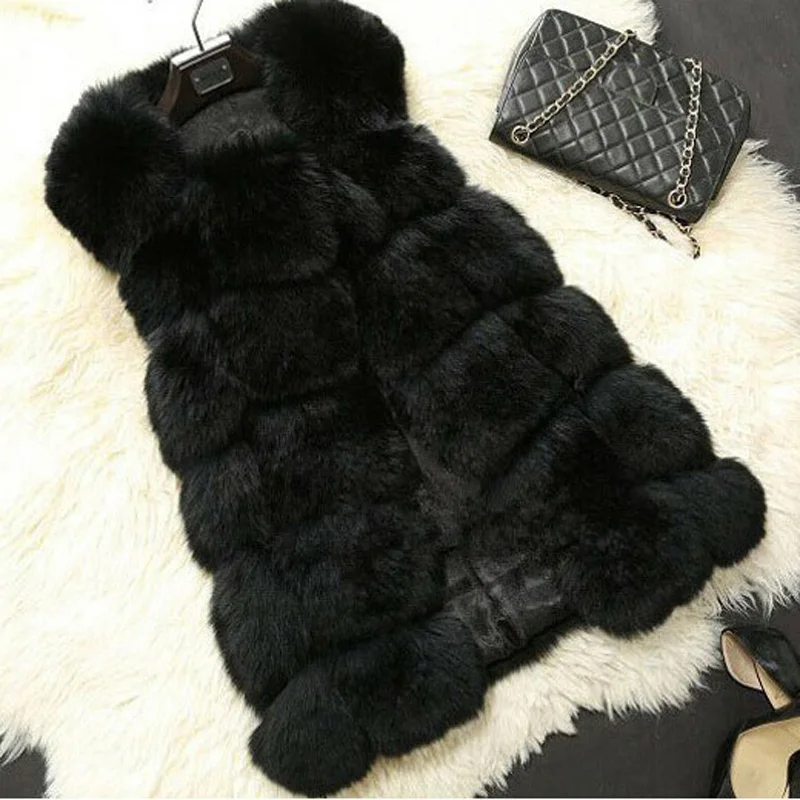 Sungtin 7 цветов искусственный мех пальто черный длинный женский меховой жилет