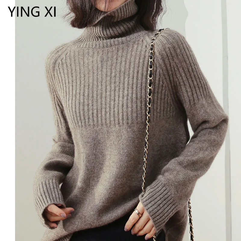 Женский свитер с высоким воротником пуловер длинным рукавом Осень-зима 2019 |