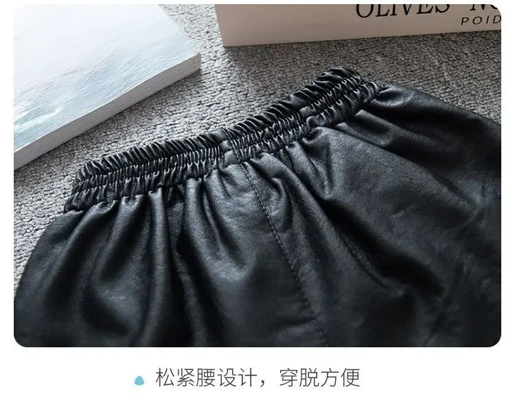 Бархатные леггинсы для девочек новинка весны 2021 кожаные брюки P4439 | Детская