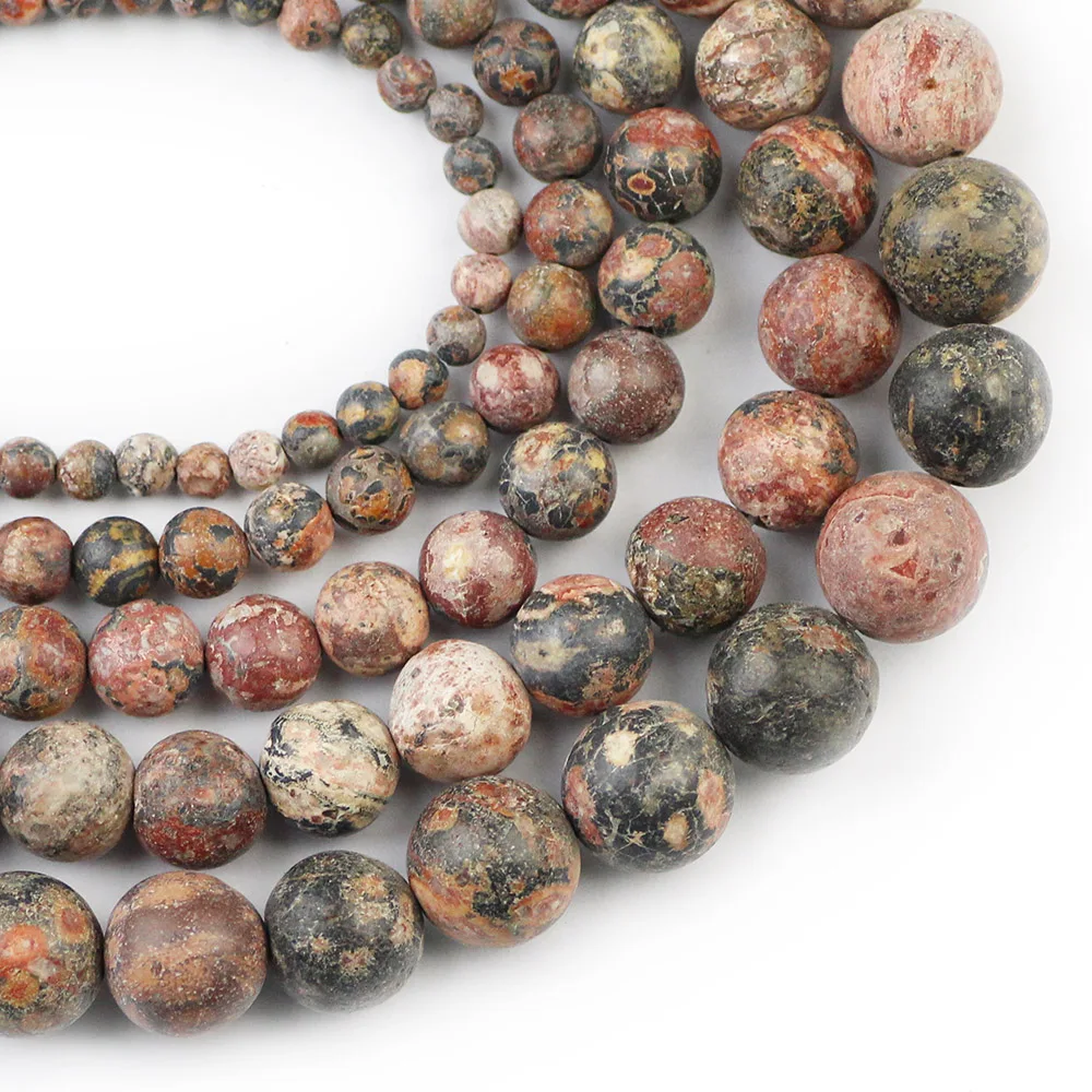 Круглые бусины YHBZRET незакрепленные из натурального камня Красного леопарда для