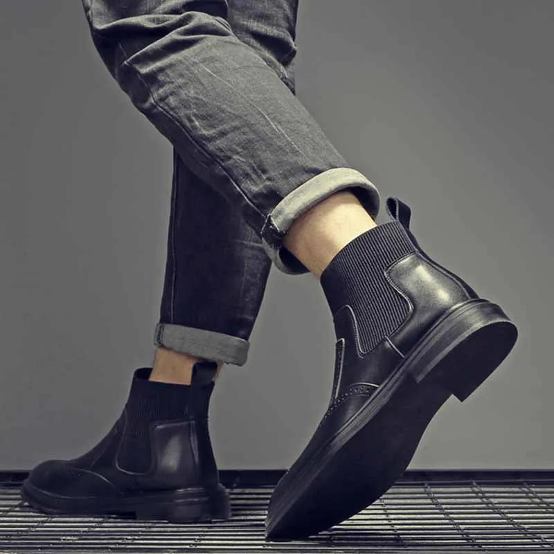 

REETENE Men Winter Leather Boots Warm Plush Fur Winter Boots For Men Comfort No-Slip Men'S Boots Fashion Big Size 46 Male Boots