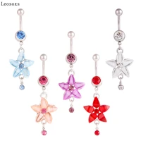 leosoxs 1 piece hot sale stainless steel flower belly button ring belly button