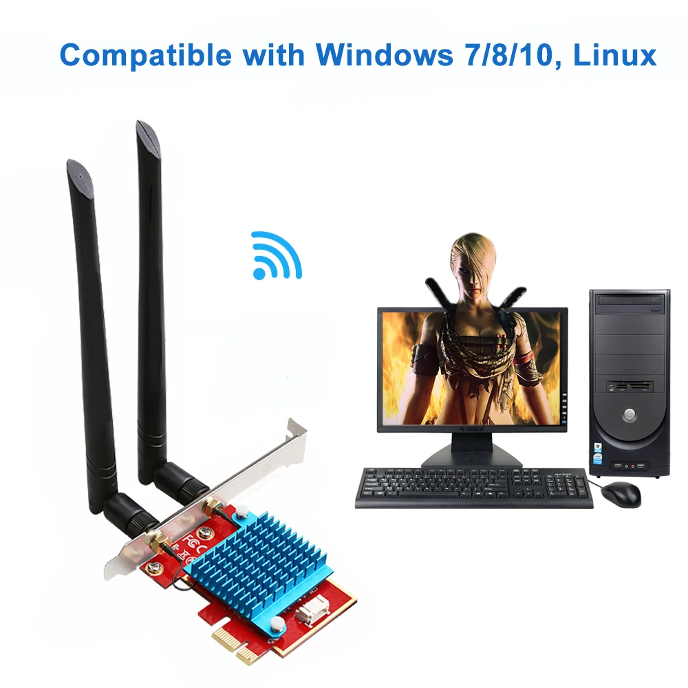 1200 Мбит/с беспроводной PCI-e адаптер 802.11ac Bluetooth 4 0 с Intel Wifi карта 2 4G/5 ГГц Настольный PCI