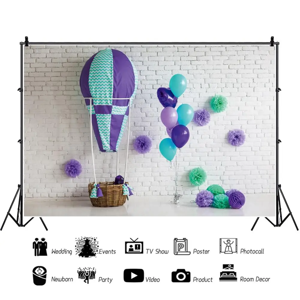 Laeacco воздушный шар белая кирпичная стена простой детский фон виниловый бесшовный