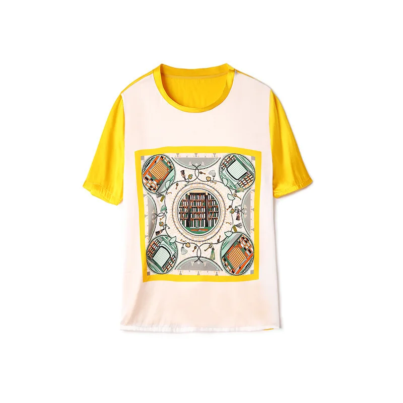 

2020 Summer New Women's Elegant Temperament Silk Pullover round Neck Straight Women's T-shirt