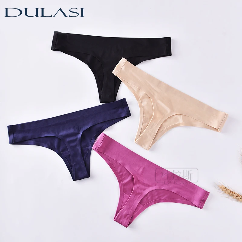 

Ice Silk Thong Panties Sexy Briefs Seamless Thongs Ice SilkWomen Underwear Panties for Girls Ladies Panty G String Tangas DULASI