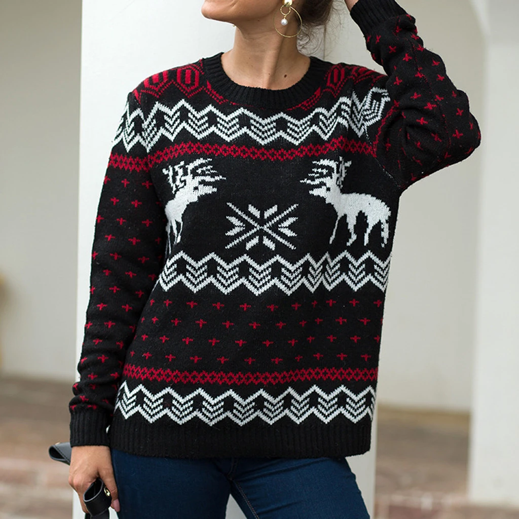 Женская вязаная туника JAYCOSIA зимняя теплая водолазка с круглым вырезом