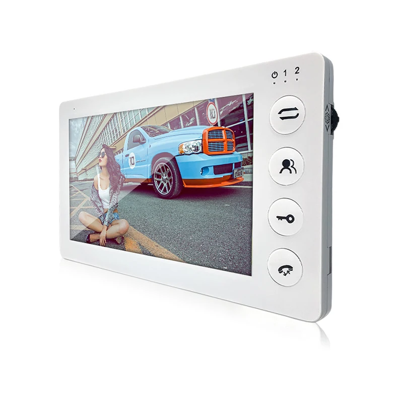 HomeFong 7 Inch Intercom Video Door Phone for Villa 4 Monitors 2 Doorbells Camera 1200TVL IP65 with Motion Sensor Unlock Record