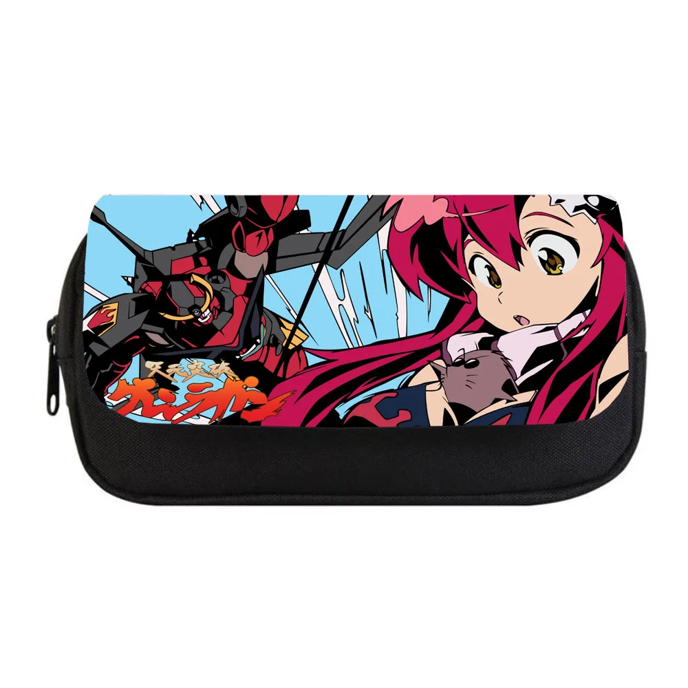 

Anime Tengen Toppa Pencil bag Women Makeup Bag Child boys girls Pencil Case Student Double Zipper pencil Bag Handbag Purse