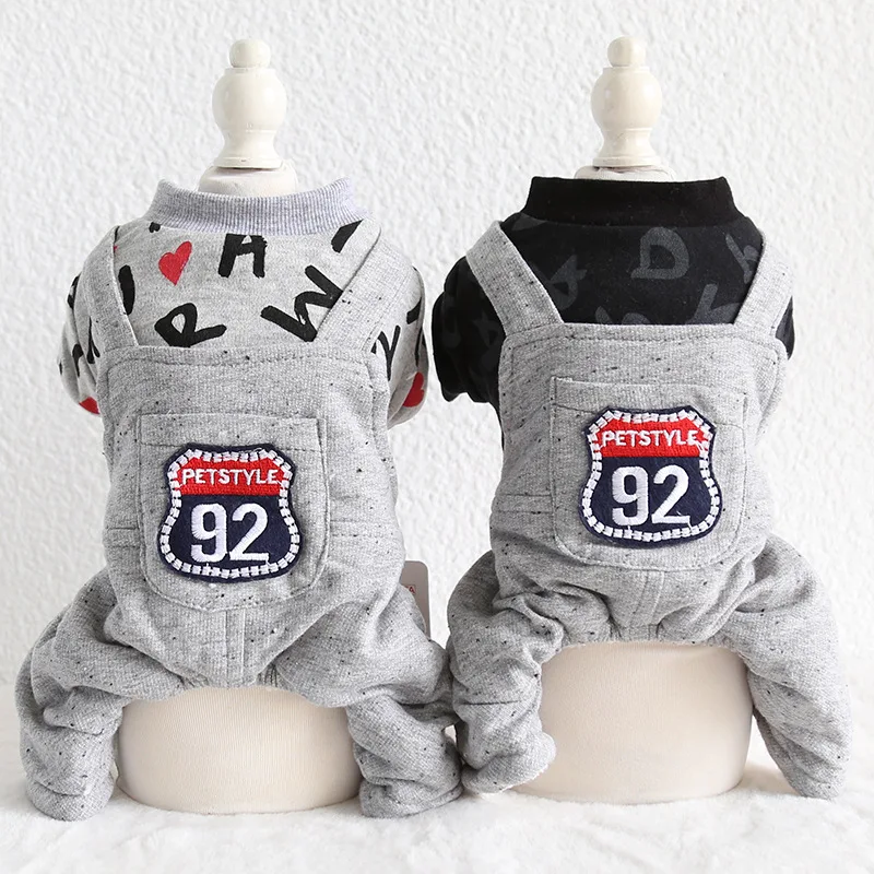 Осень и зима 2019 новейший комбинезон для собак с буквенным принтом цифр 92