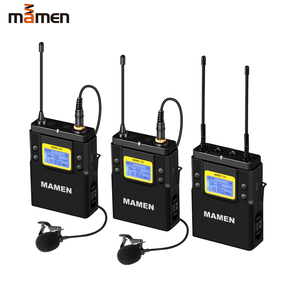 Двухканальная Цифровая беспроводная микрофонная система MAMEN UHF 2 передатчика 1