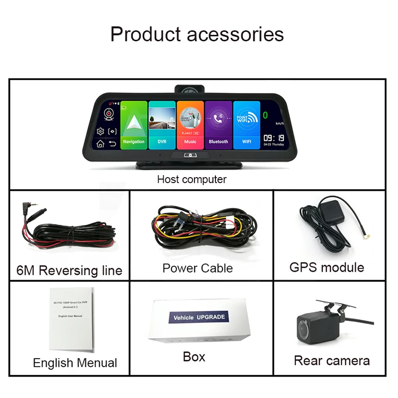 

Anfilite 10 Inch Touch Screen Android 8.1 Dash Camera ADAS WIFI GPS Navigation 4G Remote Monitor Auto registrar 2GB+32GB Car DVR