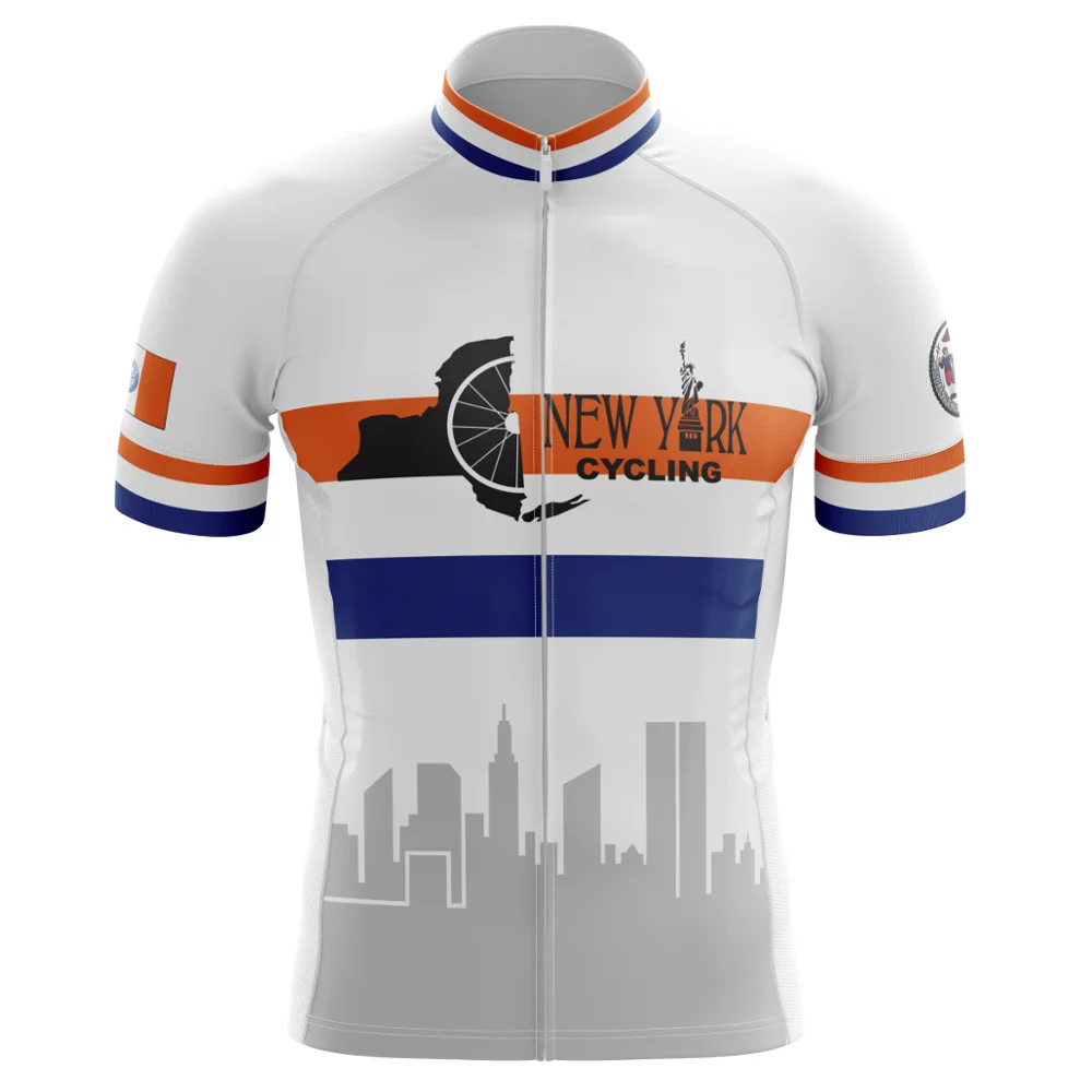 

HIRBGOD 2020 New York Cycling Jersey White Short Sleeve Bike Shirt City Print Quick Dry Breathable Riding Clothing,TYZ383-01